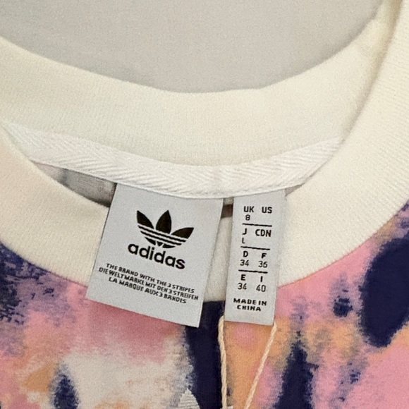 Adidas crop top short Sleeve Tie-Dye Tee - Pink, Blue, and White - Picture 4 of 9